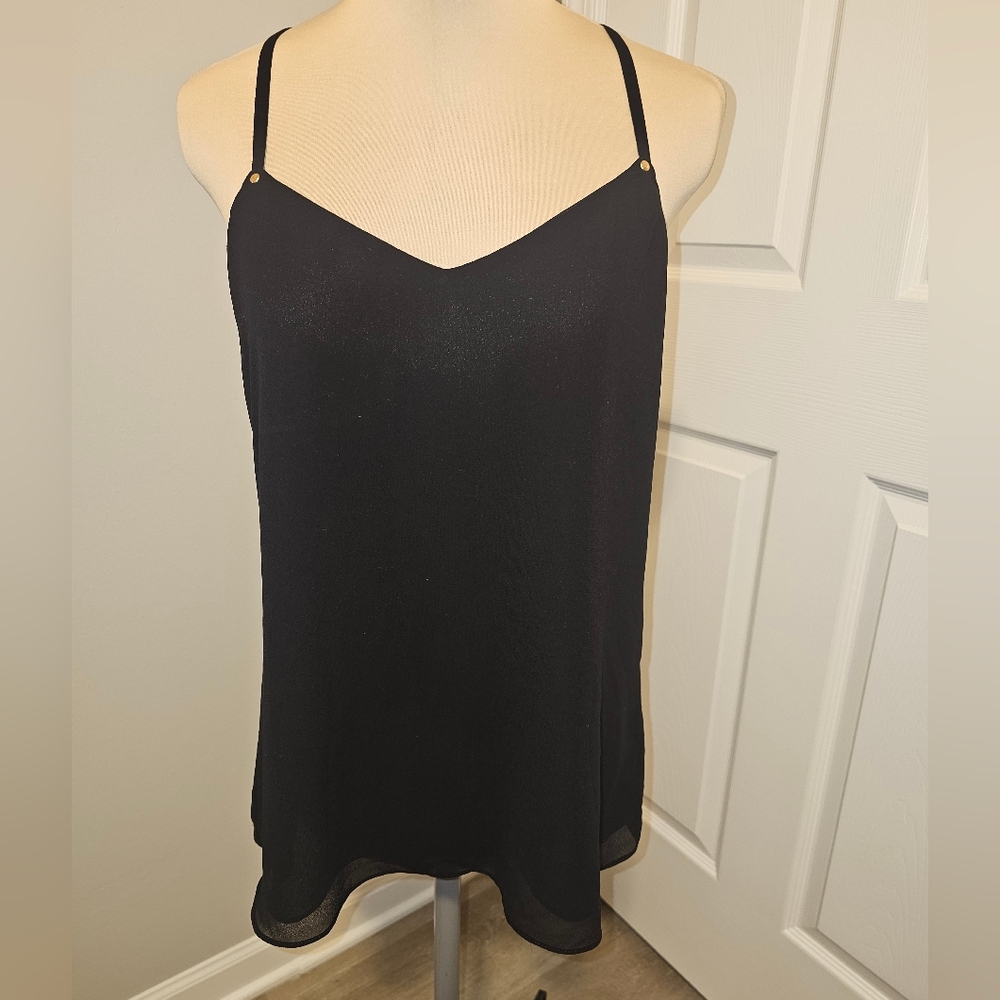 Naked Zebra Classic Lined Black Camisole  With Gold Accent Top Sz M